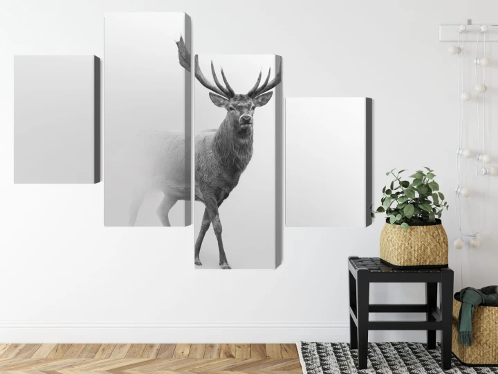 Obraz Wieloczęściowy Dostojny Jeleń We Mgle