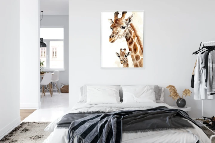 Plakat Mała Żyrafa Z Mamą