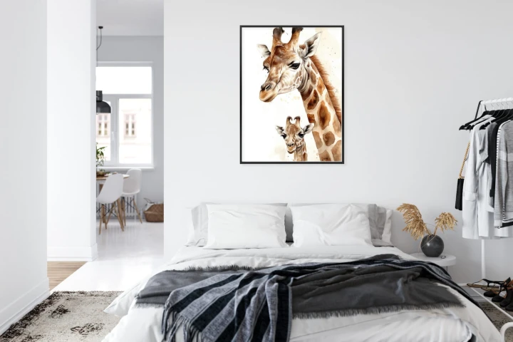 Plakat Mała Żyrafa Z Mamą