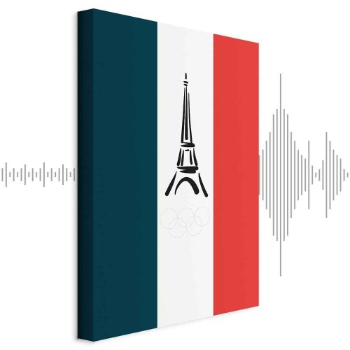 Obraz - Flaga Francji z graficzną wieżą Eiffla