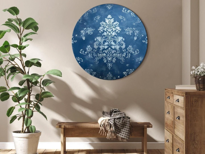 Obraz okrągły - Ornament retro: dekoracyjny motyw w przetartych błękitach