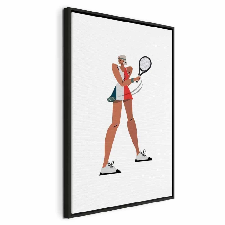 Obraz - Tenisistka z rakietą na jasnym tle - ilustracja