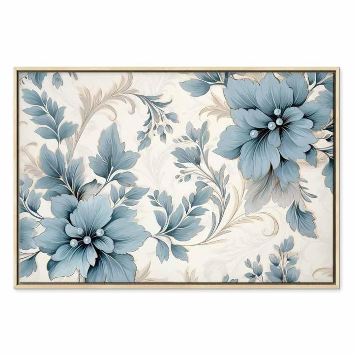 Obraz - Turkusowe kwiaty w retro klimacie florystyczne ornamenty