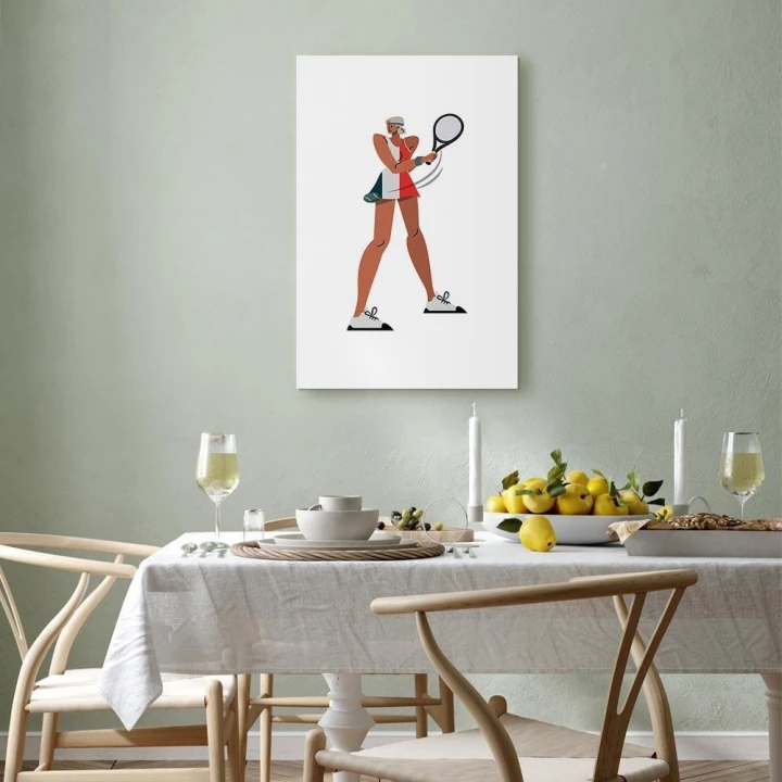 Obraz - Tenisistka z rakietą na jasnym tle - ilustracja