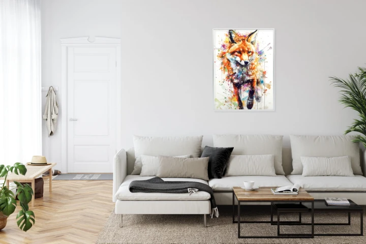 Plakat Lis Na Kolorowym Malunku