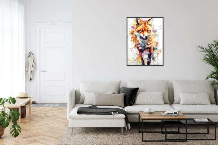 Plakat Lis Na Kolorowym Malunku