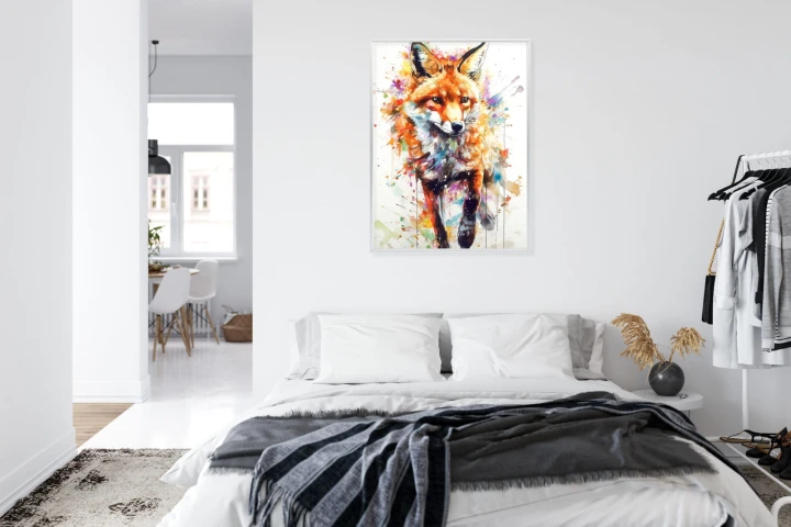 Plakat Lis Na Kolorowym Malunku