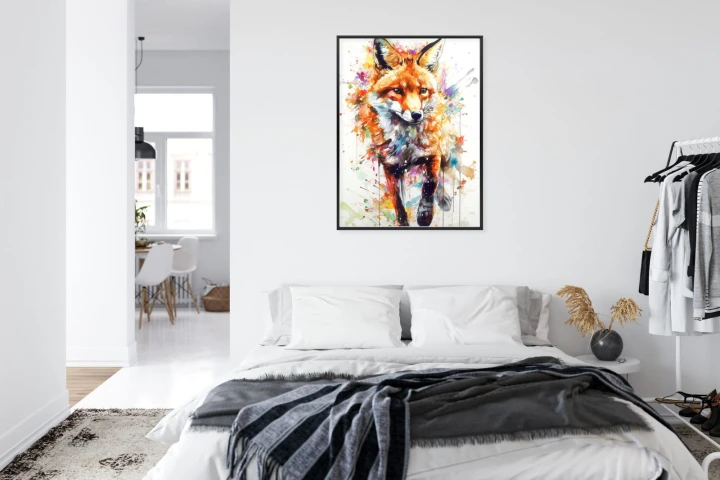 Plakat Lis Na Kolorowym Malunku