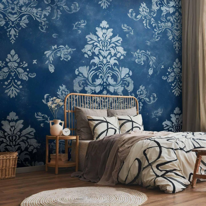 Fototapeta - Ornament retro dekoracyjny motyw w przetartych błękitach
