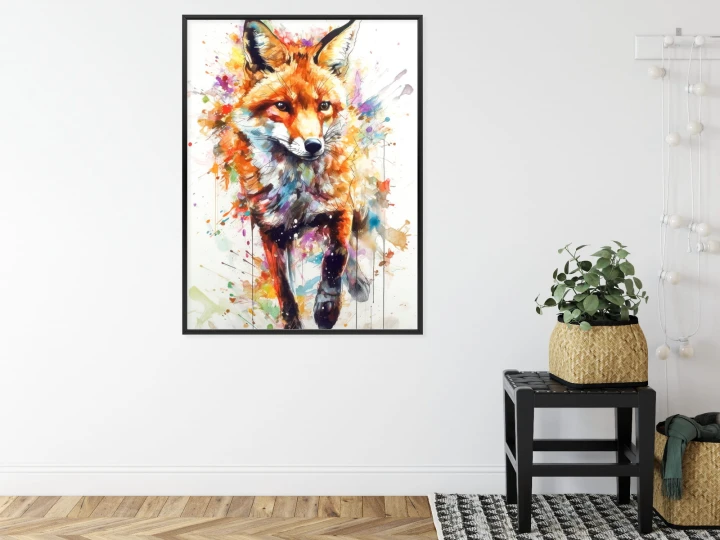 Plakat Lis Na Kolorowym Malunku