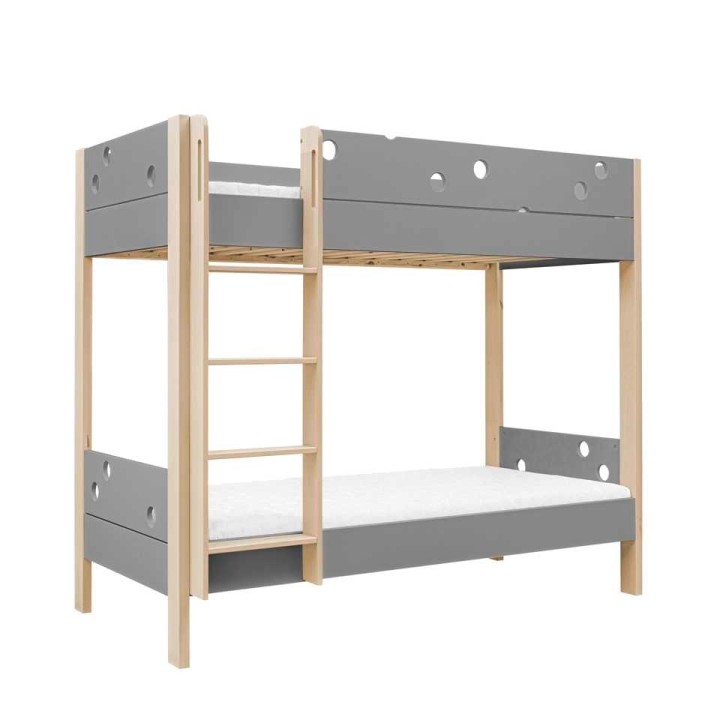 łóżko piętrowe Funflex szare 90x200 z drabinką