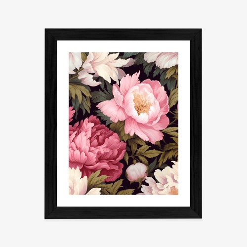 Plakat Romantyczne Piwonie Wśród Zielonych Liści