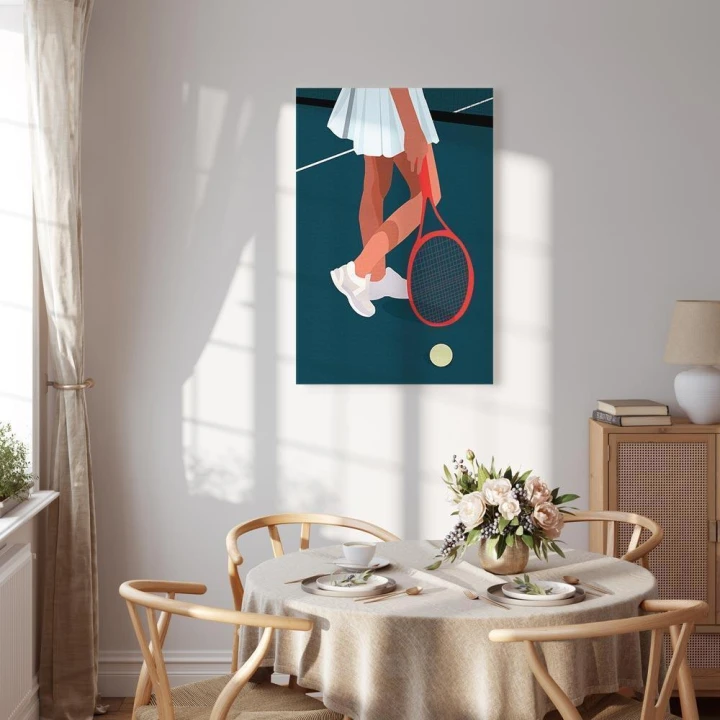 Obraz - Tenisistka z czerwoną rakietą na korcie - grafika
