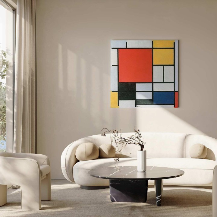 Obraz - Piet Mondrian – Kompozycja z czerwonym, żółtym, niebieskim i czarnym