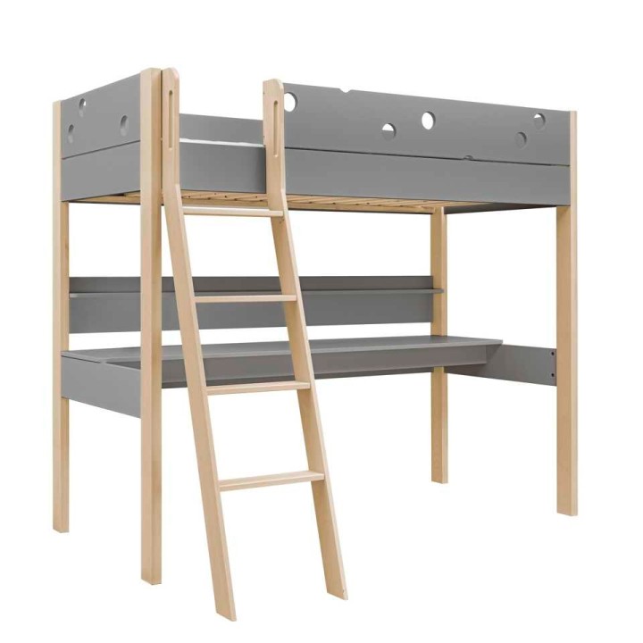 Łóżko piętrowe z biurkiem Funflex szare 90x200