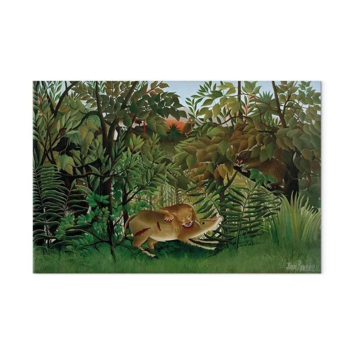 Obraz - Henri Rousseau – Le Lion ayant faim se jette sur l'Antilope