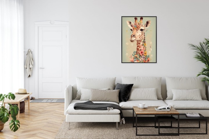Plakat Żyrafa W Kwiatach