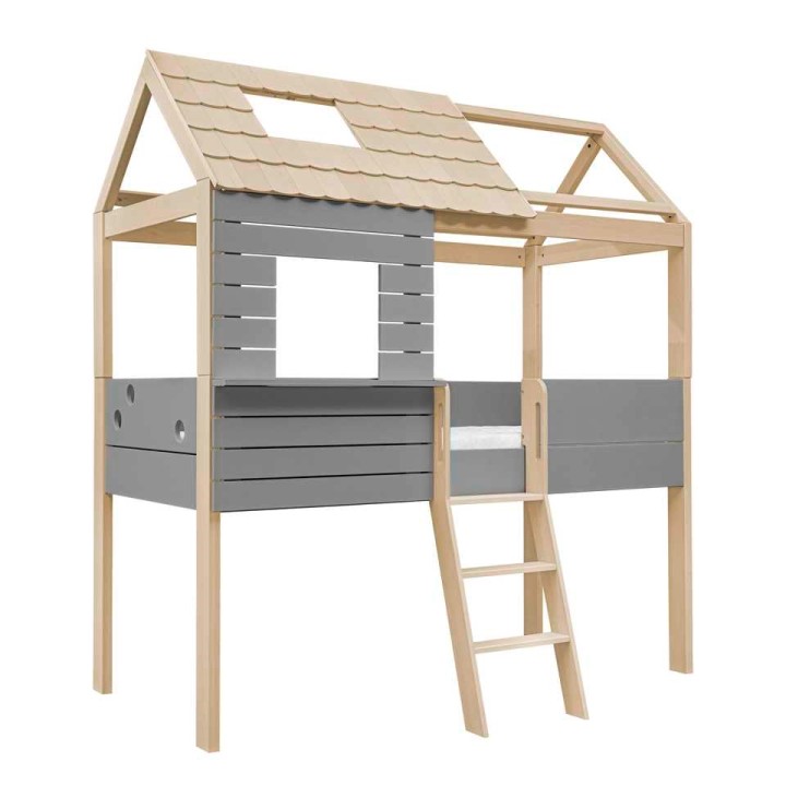 Łóżko podniesione domek Funflex 90x200 szare