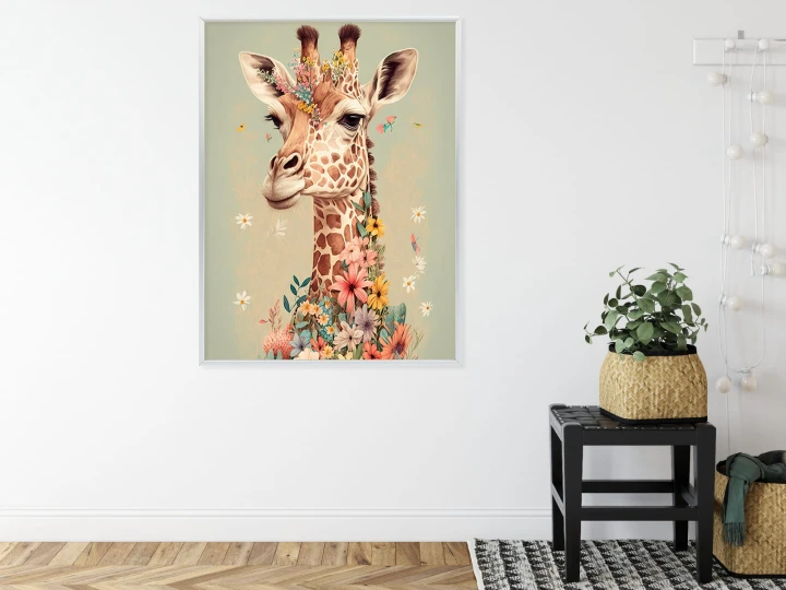 Plakat Żyrafa W Kwiatach