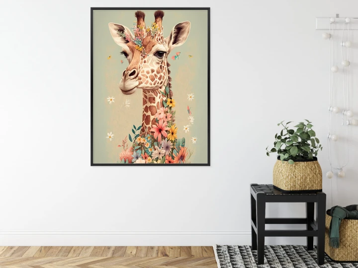 Plakat Żyrafa W Kwiatach