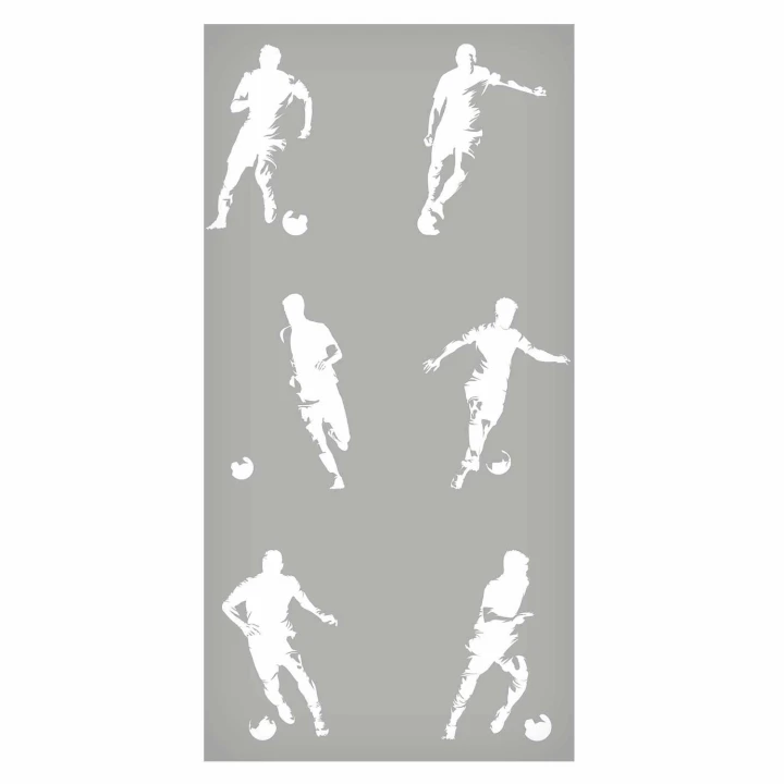 Tapeta - Sportowe Sylwetki - Dynamiczne figury piłkarzy na szarym tle