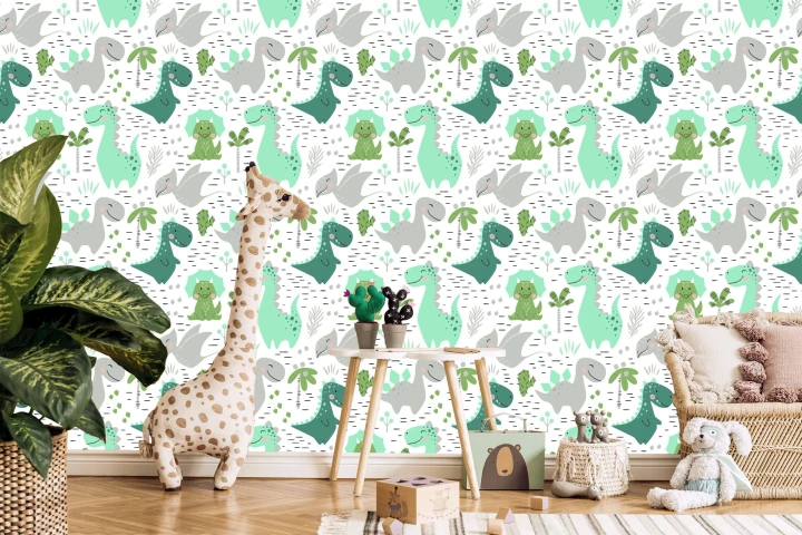 Tapeta Do Pokoju Dziecka Dinozaury Kaktusy