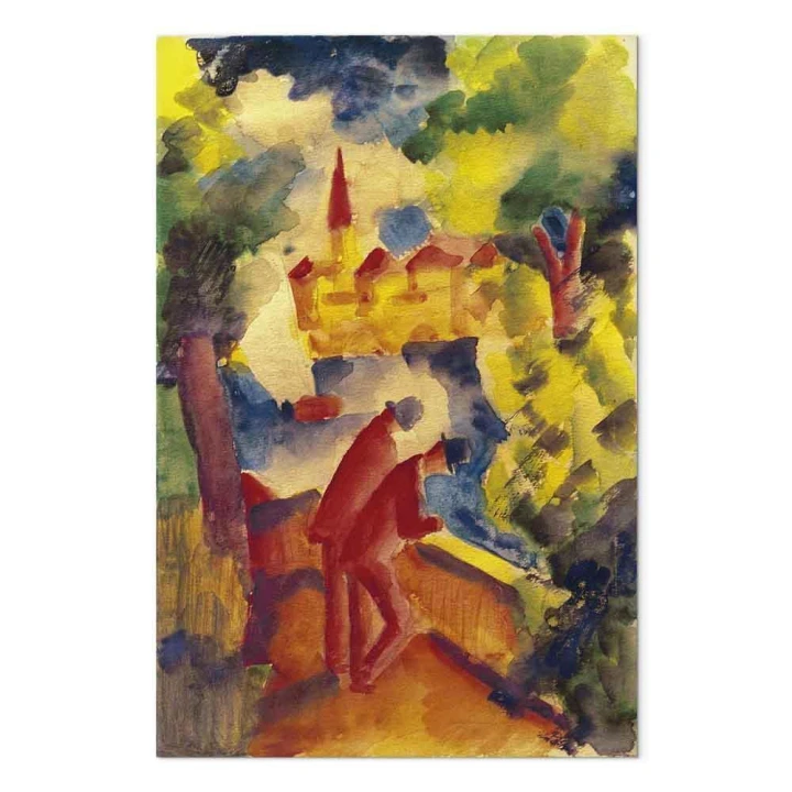 Obraz - August Macke – Mężczyźni na drodze nad jeziorem