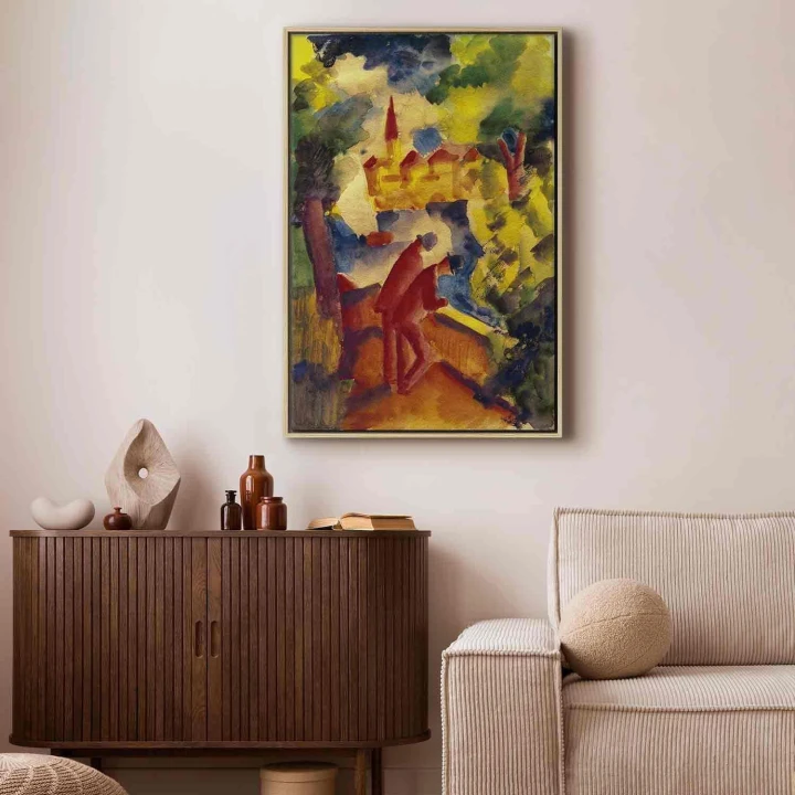 Obraz - August Macke – Mężczyźni na drodze nad jeziorem