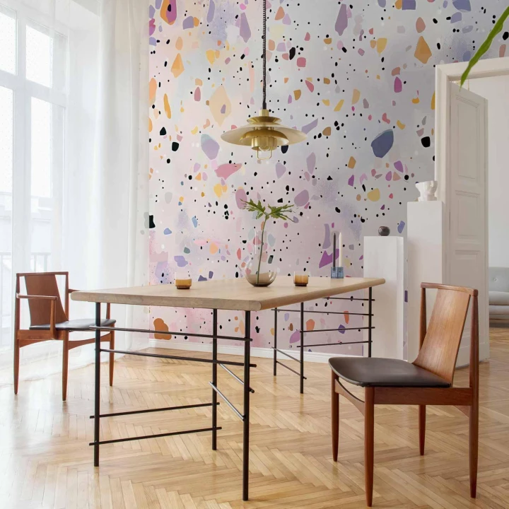 Fototapeta - Lastriko w stylu confetti fioletowo-różowy kolorowy wzór