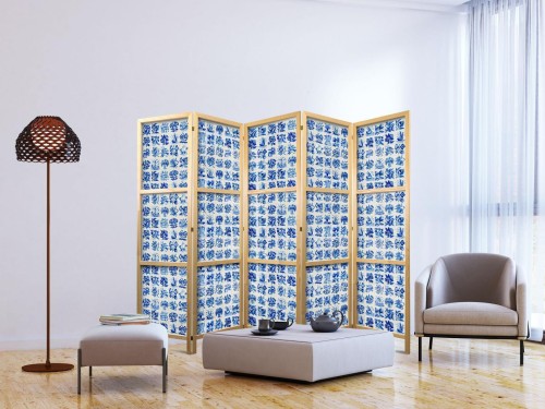 Parawan japoński - Ceramiczne kafelki - tradycyjne portugalskie niebieskie płytki azulejos