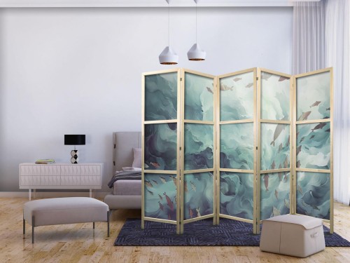 Parawan japoński - Uciekające ryby - Bardzo szybko płynące rybki w stonowanej kolorystyce pośród morskich toni