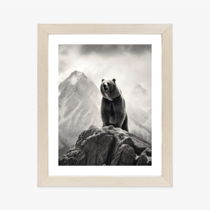 Plakat Niedźwiedź Grizzly Na Wysokiej Skale