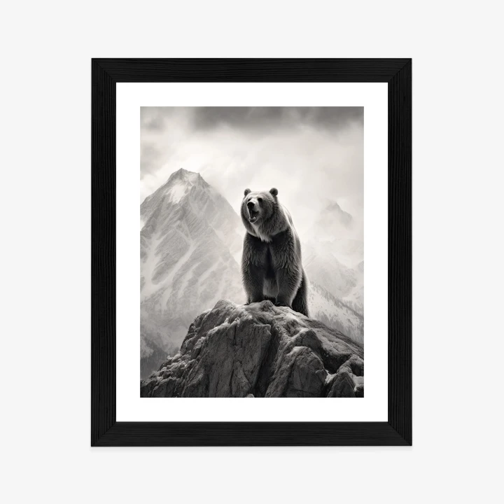 Plakat Niedźwiedź Grizzly Na Wysokiej Skale