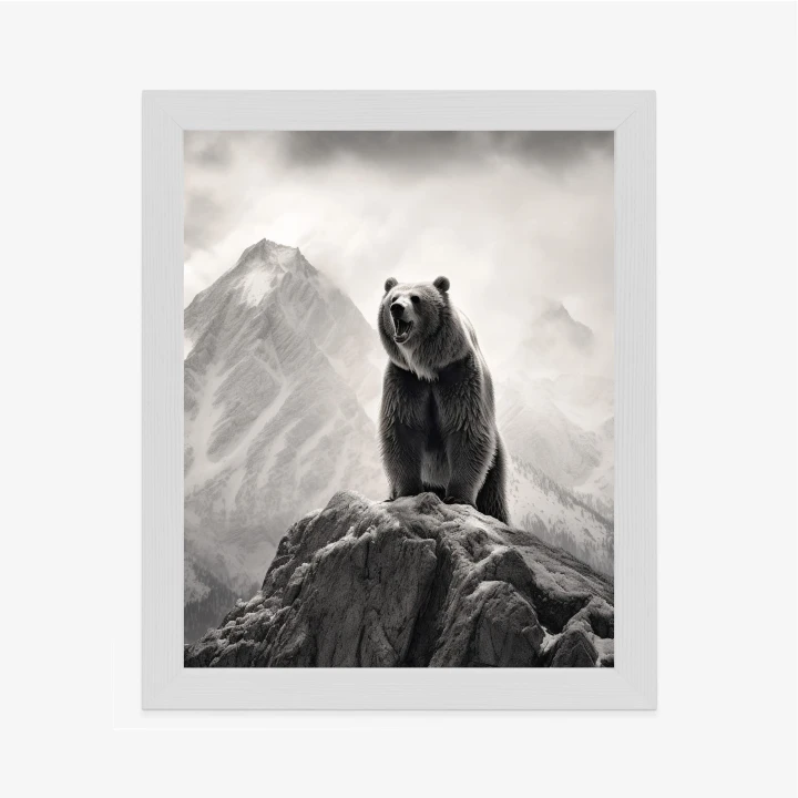 Plakat Niedźwiedź Grizzly Na Wysokiej Skale