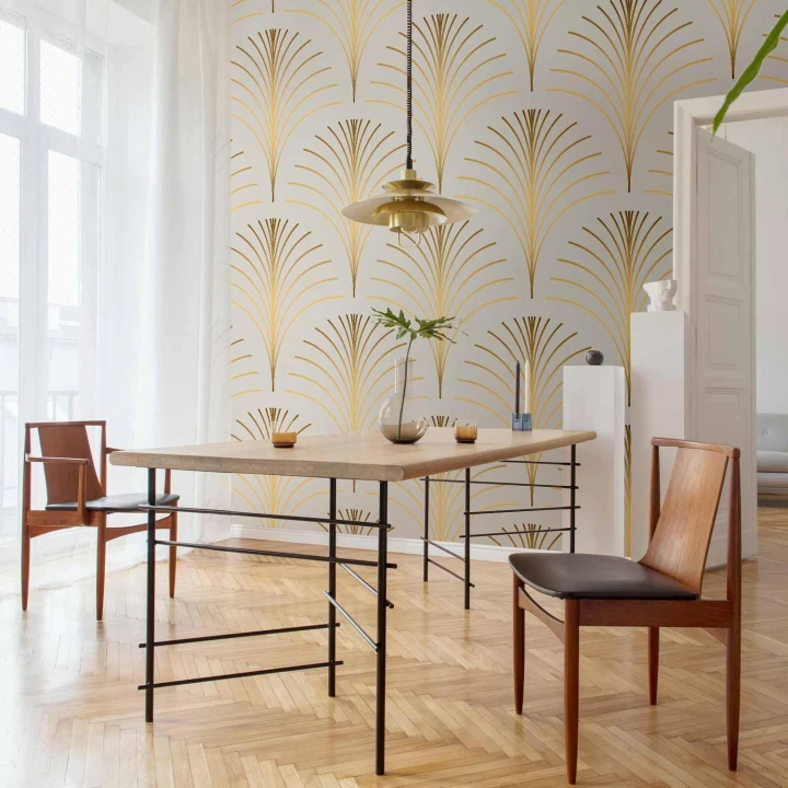 Fototapeta - Złoty linearny wzór na marmurowym tle