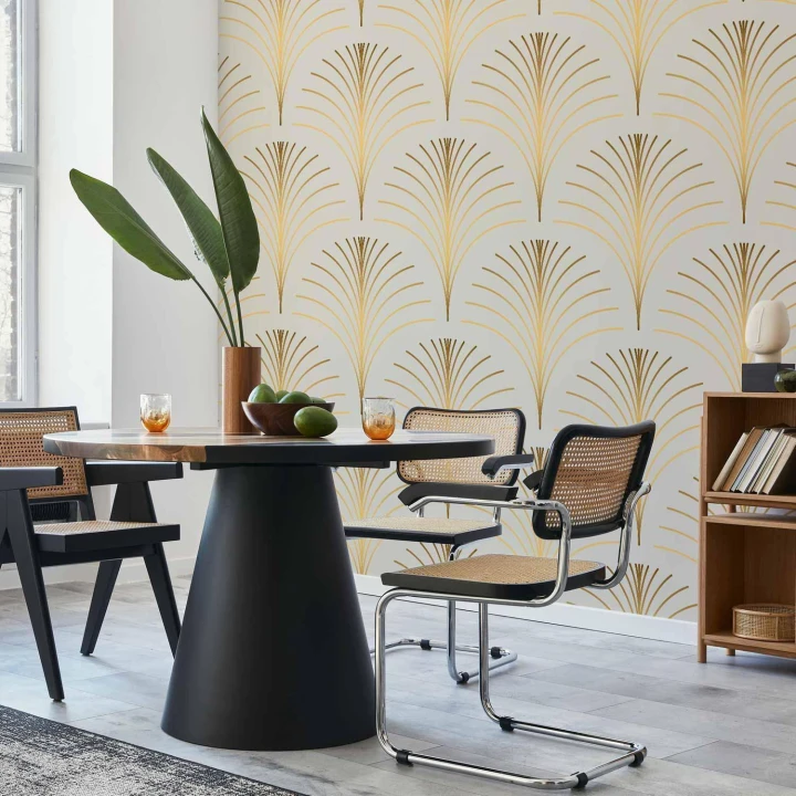 Fototapeta - Złoty linearny wzór na marmurowym tle