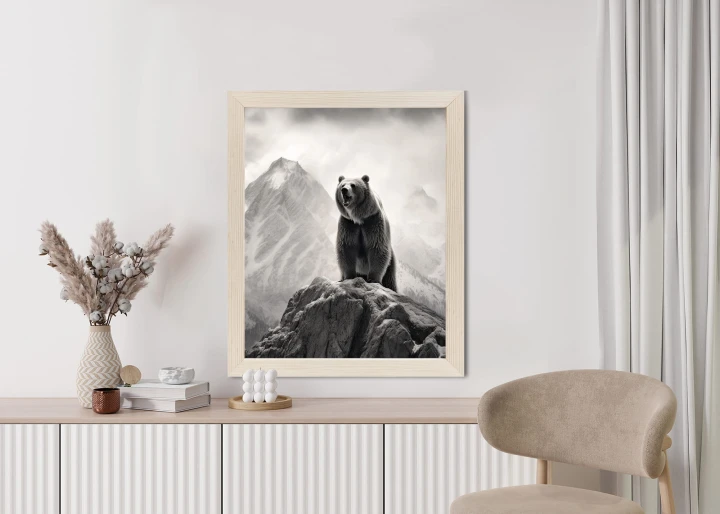 Plakat Niedźwiedź Grizzly Na Wysokiej Skale