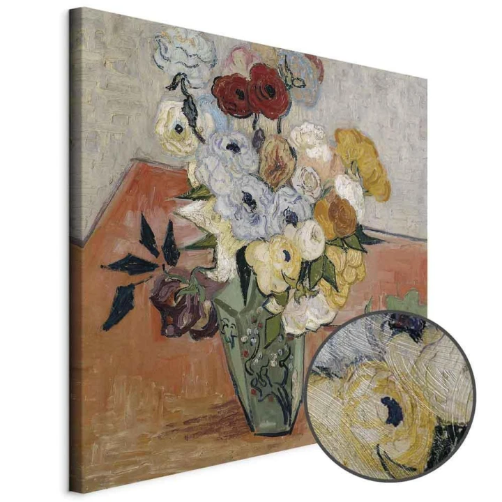 Obraz - Vincent Van Gogh – Martwa natura z japońskim wazonem, różami i zawilcami