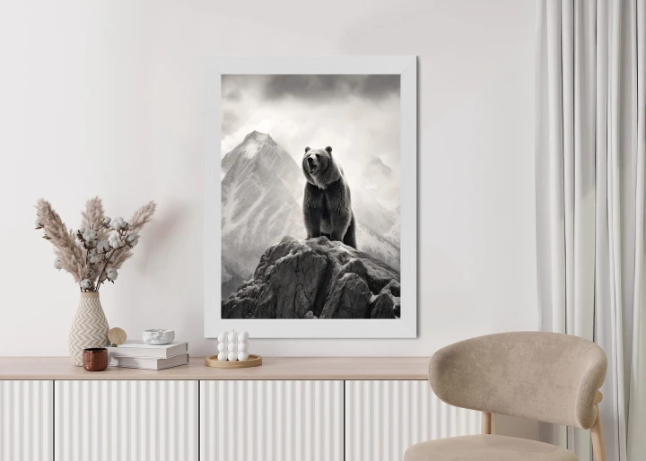Plakat Niedźwiedź Grizzly Na Wysokiej Skale