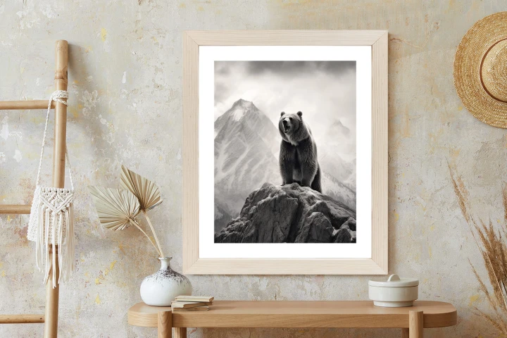Plakat Niedźwiedź Grizzly Na Wysokiej Skale