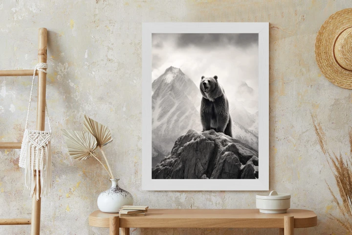 Plakat Niedźwiedź Grizzly Na Wysokiej Skale