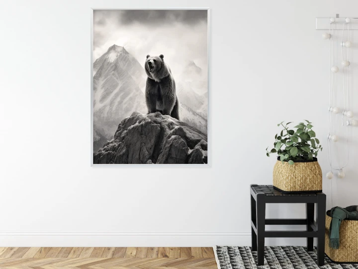 Plakat Niedźwiedź Grizzly Na Wysokiej Skale