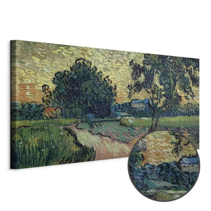 Obraz - Vincent Van Gogh – Krajobraz z zamkiem Auvers o zachodzie słońca