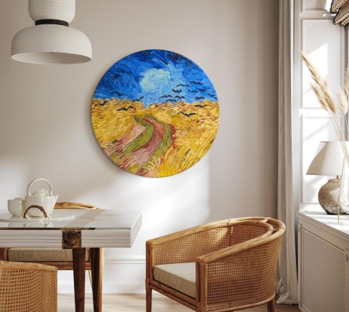 Obraz okrągły - Vincent van Gogh – Pole pszenicy z krukami