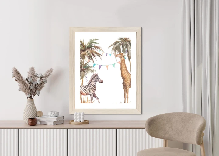 Plakat Safari Ze Słoniem Małpą Lampartem I Żyrafą