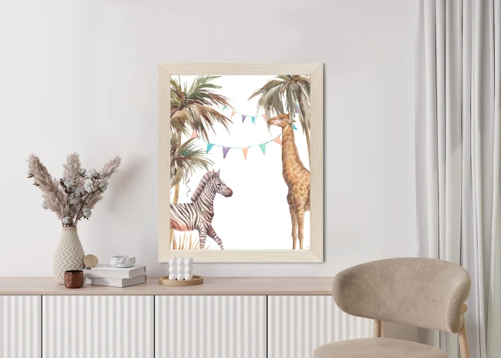 Plakat Safari Ze Słoniem Małpą Lampartem I Żyrafą