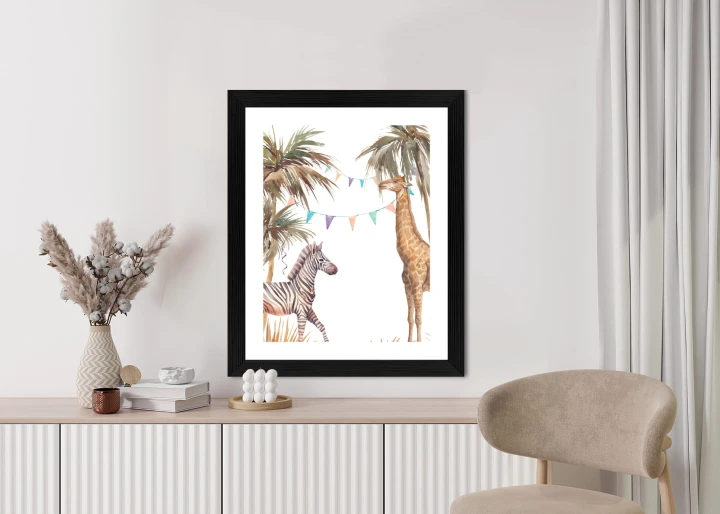 Plakat Safari Ze Słoniem Małpą Lampartem I Żyrafą
