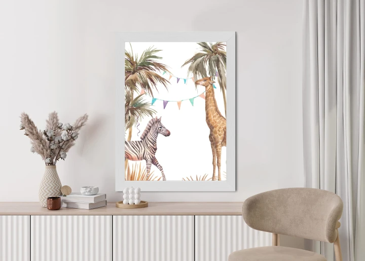 Plakat Safari Ze Słoniem Małpą Lampartem I Żyrafą
