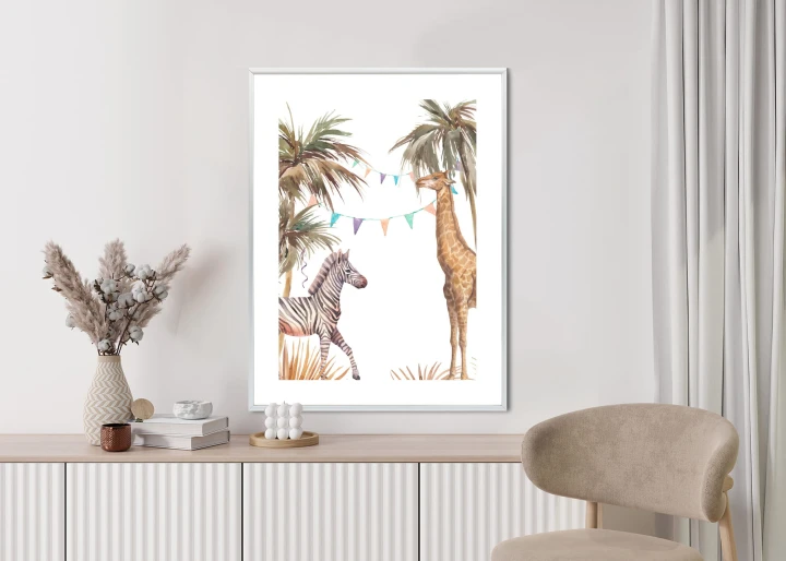 Plakat Safari Ze Słoniem Małpą Lampartem I Żyrafą