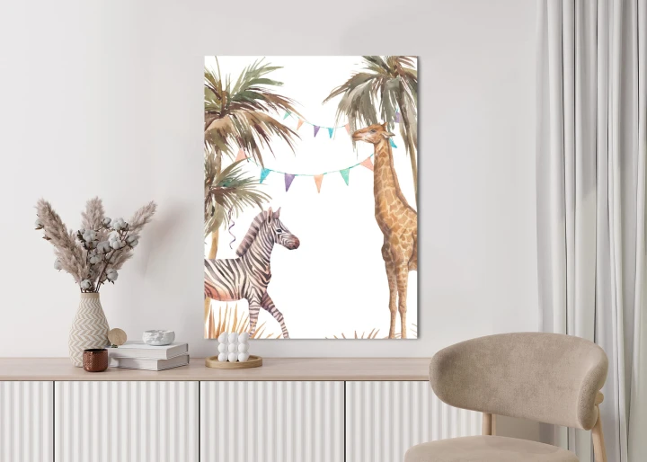Plakat Safari Ze Słoniem Małpą Lampartem I Żyrafą